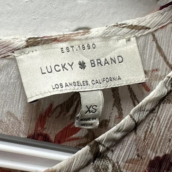 Lucky Brand floral ruffle boho chic blouse womens XS‎ cottagecore flowy prairie - Picture 5 of 10